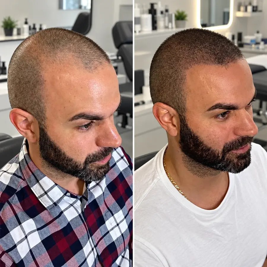 Resultado de un alumno del curso: densidad y hairline, vista lateral